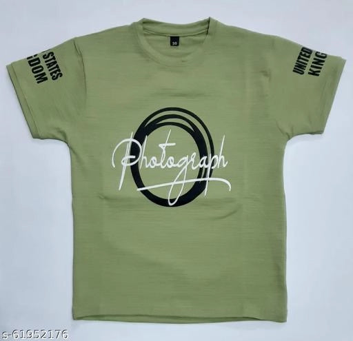 Cotton Round Neck Printed T-Shirt for Boys (Green, 6-7 Years)