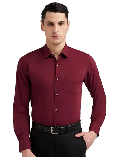 Men’s Maroon Slim Fit Formal & Casual Shirt Full Sleeve Solid Shirt Pack of 2