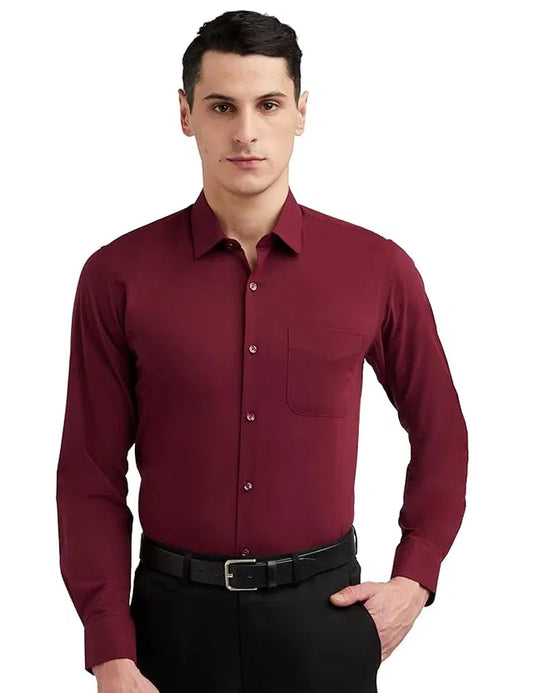 Men’s Maroon Slim Fit Formal & Casual Shirt Full Sleeve Solid Shirt Pack of 1